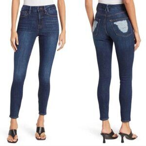 NWT Good American Good Waist with Chewed Back Pockets Denim Jeans